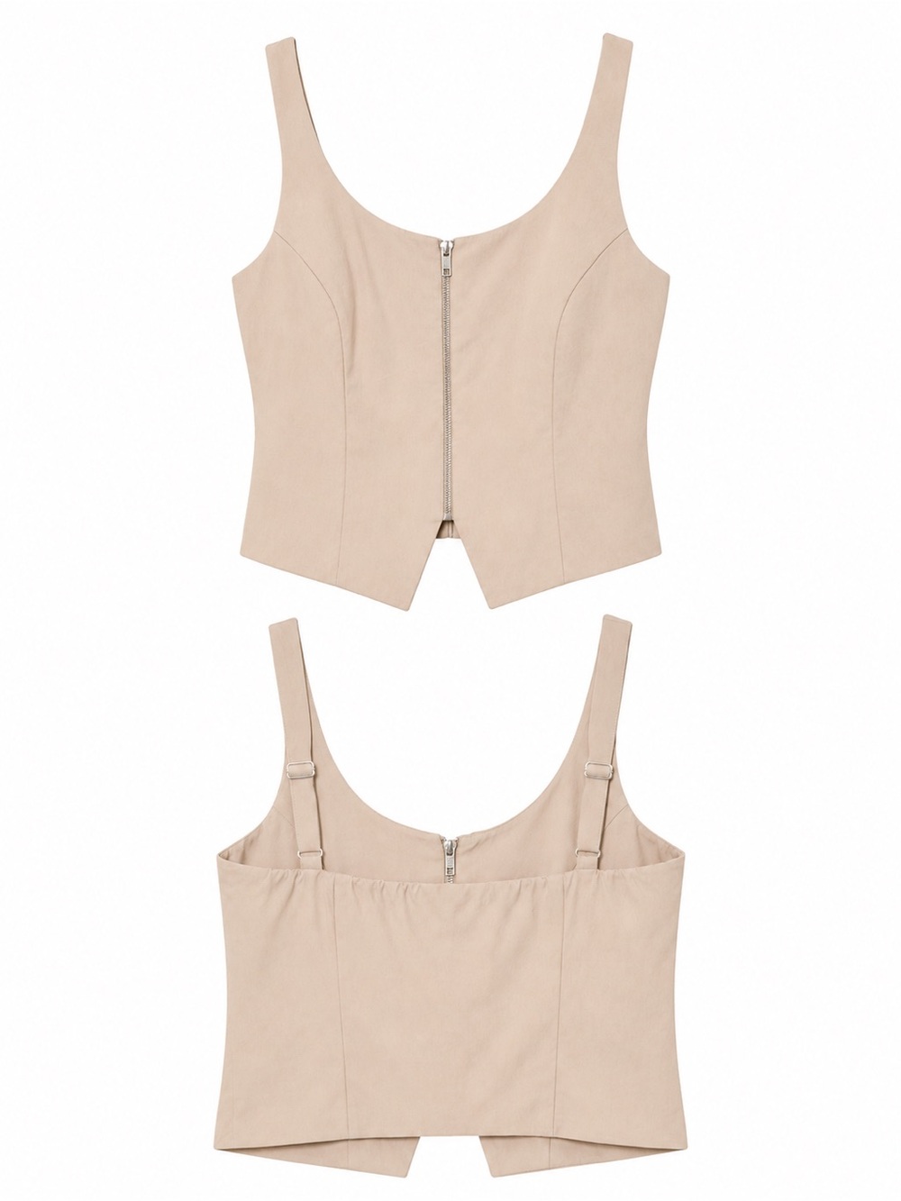 Abercrombie & Fitch Beige Zip-Front Scoop Tank Size S